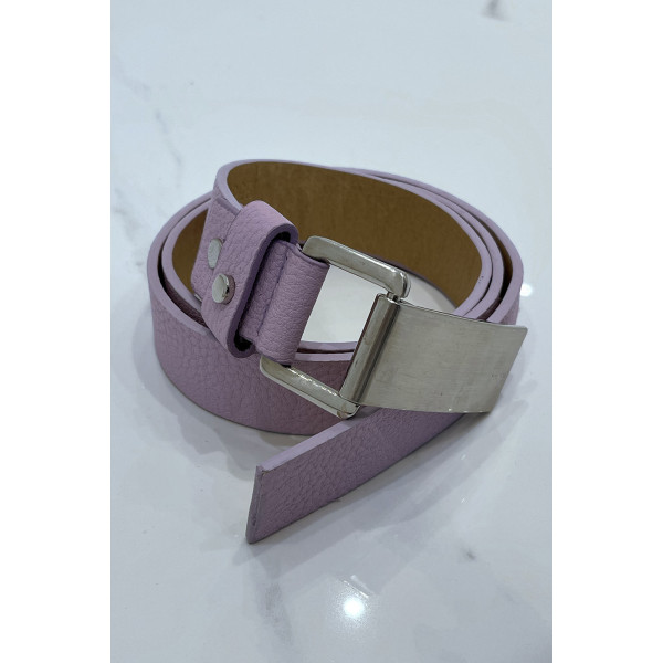 Ceinture violette effet python à boucle rectangle - 5