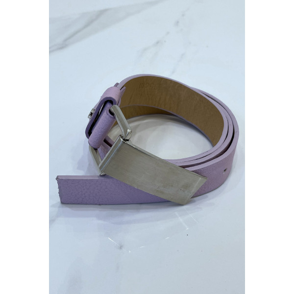 Ceinture violette effet python à boucle rectangle - 6