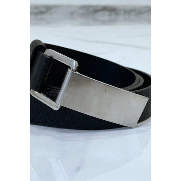 Ceinture noire effet python à boucle rectangle - 5