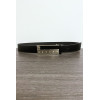 Ceinture en simili noir avec strass sur la boucle - 1