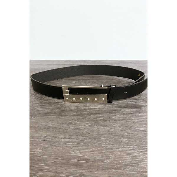 Ceinture en simili noir avec strass sur la boucle - 4