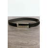 Ceinture en simili noir avec strass sur la boucle - 4