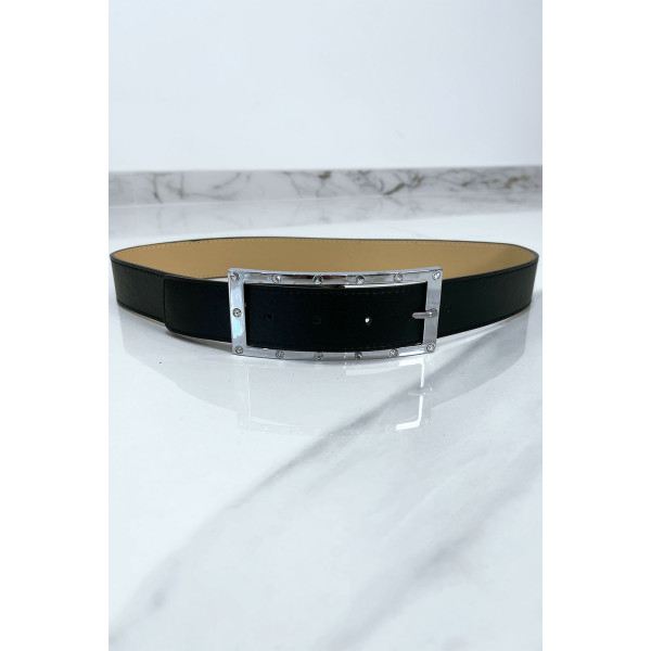 Ceinture verte avec boucle rectangle strass et argenté - 8