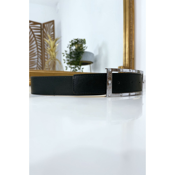 Ceinture verte avec boucle rectangle strass et argenté - 10