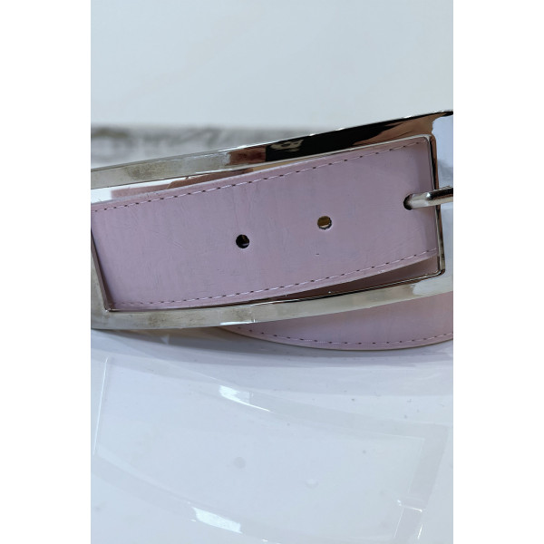 Ceinture rose en simili à boucle rectangulaire - 2