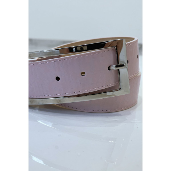 Ceinture rose en simili à boucle rectangulaire - 4