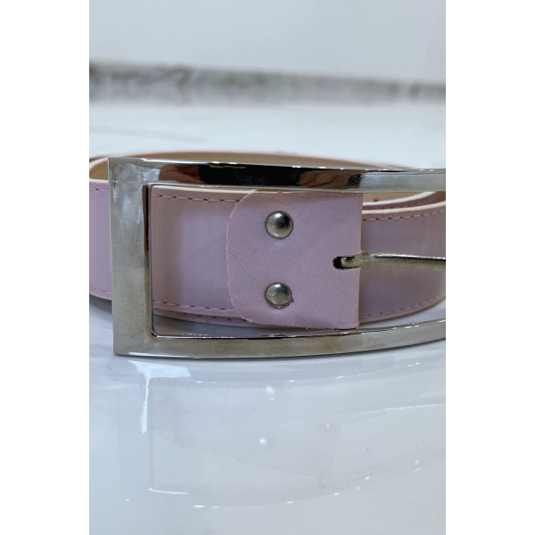 Ceinture rose en simili à boucle rectangulaire - 5