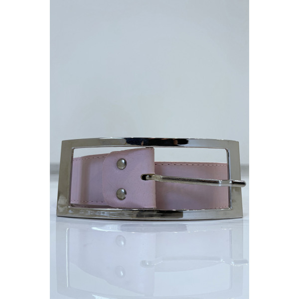 Ceinture rose en simili à boucle rectangulaire - 7