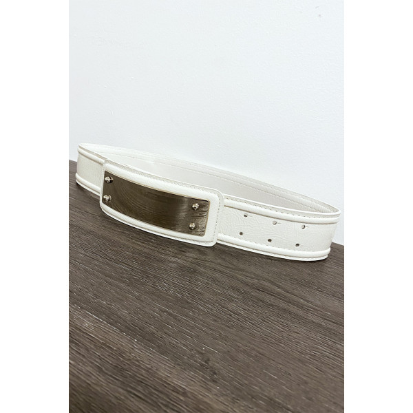 Ceinture blanche avec longue boucle rectangulaire - 2