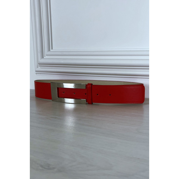 Ceinture rouge avec boucle rectangle - 2