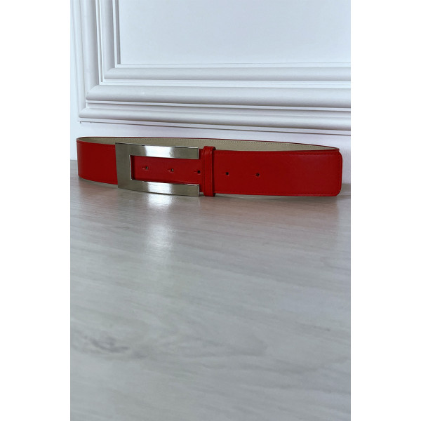 Ceinture rouge avec boucle rectangle - 3