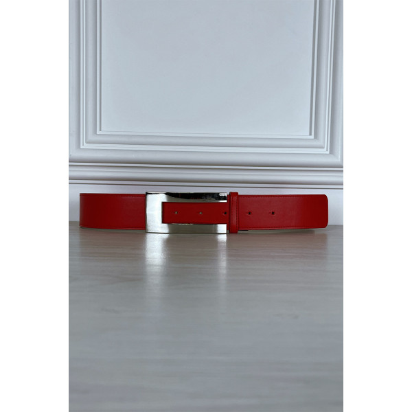 Ceinture rouge avec boucle rectangle - 5