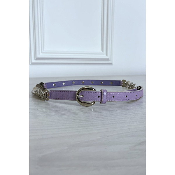 Ceinture parme avec accessoire argenté - 1