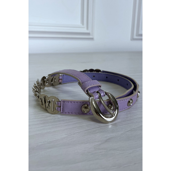 Ceinture parme avec accessoire argenté - 4