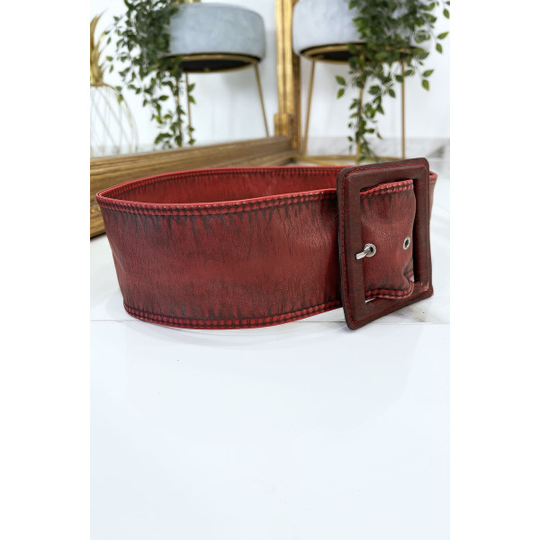 Ceinture rouge femme effet usé vintage - 4