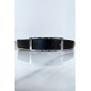 Ceinture noire avec boucle rectangle strass et argenté - 2