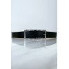 Ceinture noire avec boucle rectangle strass et argenté - 7