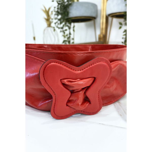 Ceinture rouge femme avec forme papillon à la boucle - 8