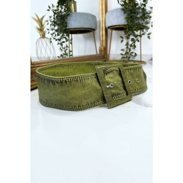 Ceinture verte femme effet usé vintage - 3