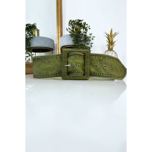 Ceinture verte femme effet usé vintage - 5