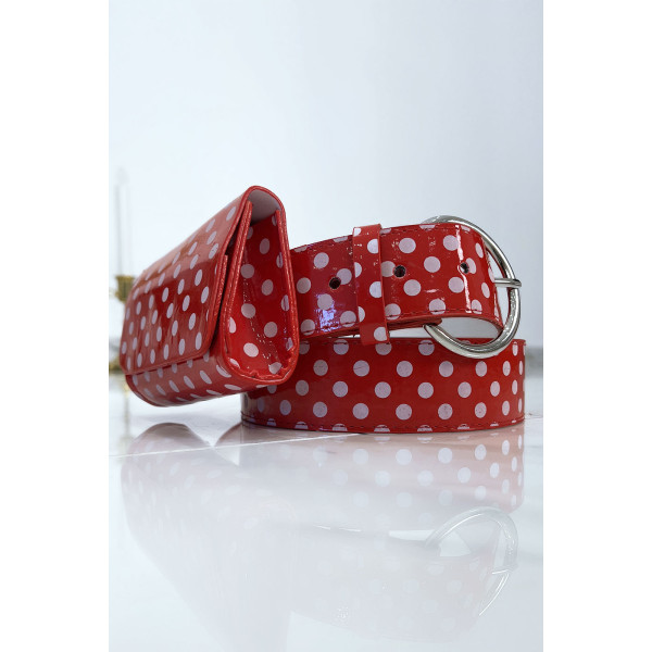 Ceinture rouge à pois avec pochette - 2