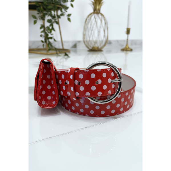 Ceinture rouge à pois avec pochette - 6