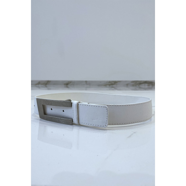 Ceinture blanche à boucle rectangulaire destroy - 1