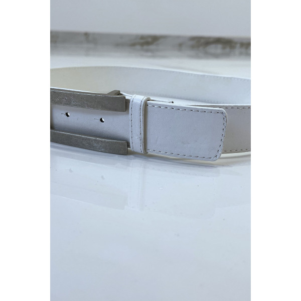 Ceinture blanche à boucle rectangulaire destroy - 3