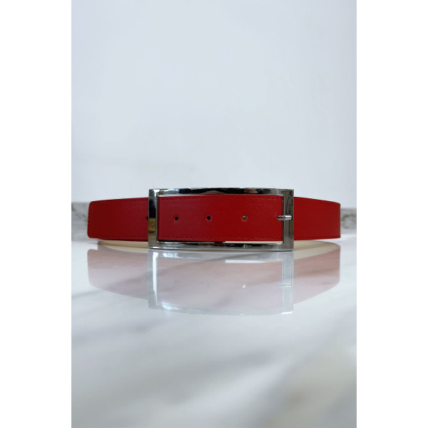 Ceinture rouge avec boucle argenté - 3