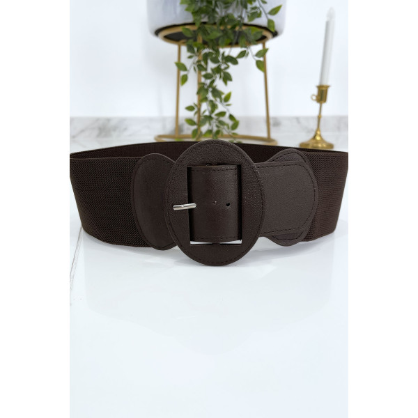 Ceinture marron boucle oval avec taille élastique - 9