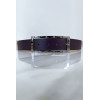 Ceinture violette avec boucle rectangle strass et argenté - 2