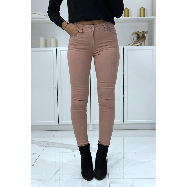 Jean slim rose extensible avec poches et fermeture zip - 4