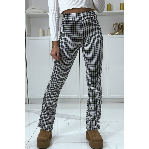 Pantalon blanc motif carreaux patte d'eph - 2