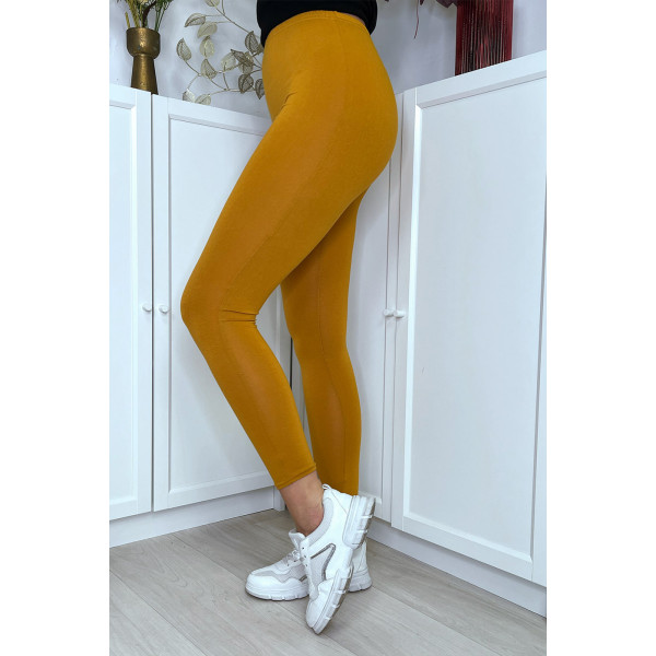 Leggings uni basique couleur moutarde - 1