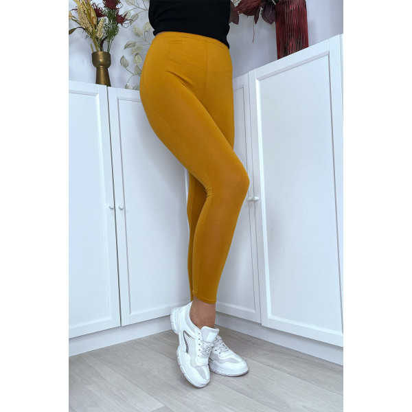 Leggings uni basique couleur moutarde - 2