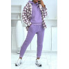 Ensemble violet 3 pièces jogging chaud et confortable et sur chemise oversize hyper tendance - 2