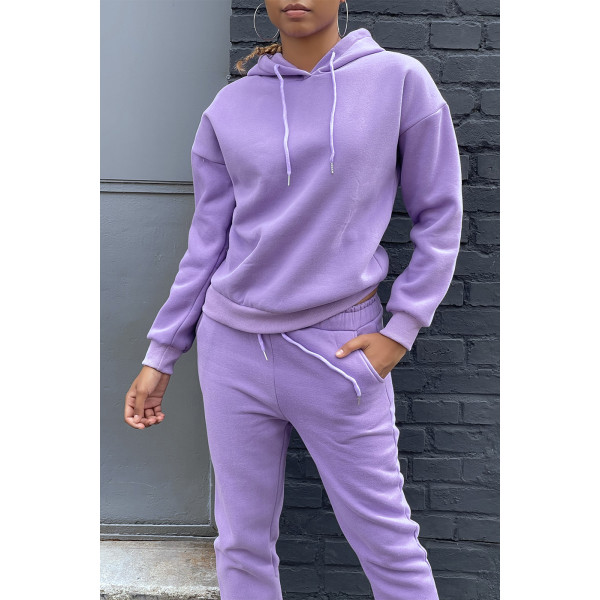 Ensemble violet 3 pièces jogging chaud et confortable et sur chemise oversize hyper tendance - 3