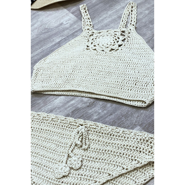 Bikini en crochet beige style brassière - 3