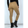 Pantalon jogging treillis en simili camel avec poches - 4