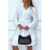 Robe tunique blanche manches longues boutonné avec volant - 2