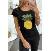 Teeshirt noir à motif ananas en sequins - 3