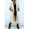 Manteau trench en suédine beige ajustable à la taille - 3