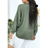 Blouse verte over size satiné avec plis - 8