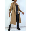 Manteau trench en suédine camel ajustable à la taille - 1