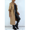 Manteau trench en suédine camel ajustable à la taille - 4