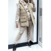 Ensemble 3 pièces doudoune sweat et jogging super épais en taupe - 4