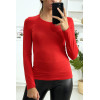 Sous-pull rouge à col rond très tendance. Vêtement femme pas cher. - 2