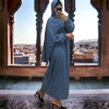 Abaya indigo avec voile intégré couleur vitaminée - 2