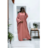 Abaya 2 pièces robe et kimono en rose - 2