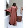 Abaya 2 pièces robe et kimono en rose - 3